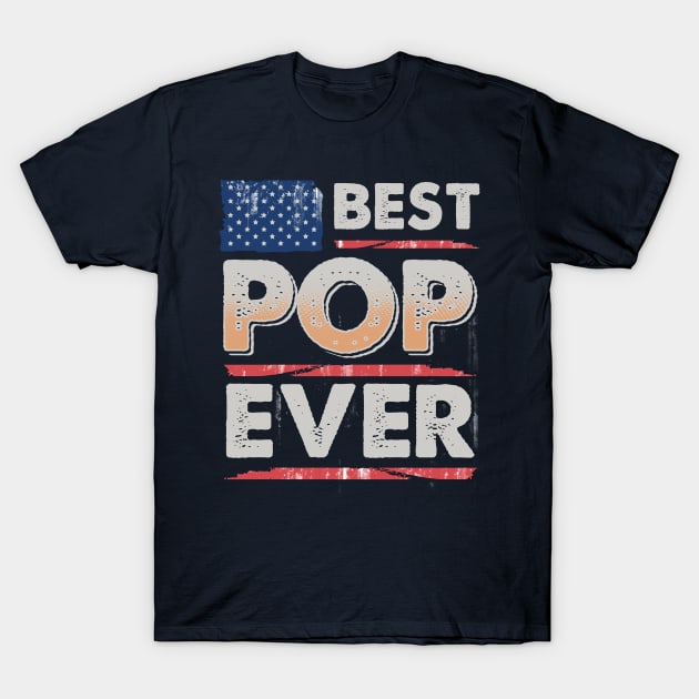 Best Pop Ever Vintage Distressed American Flag T-Shirt by CreativeSalek